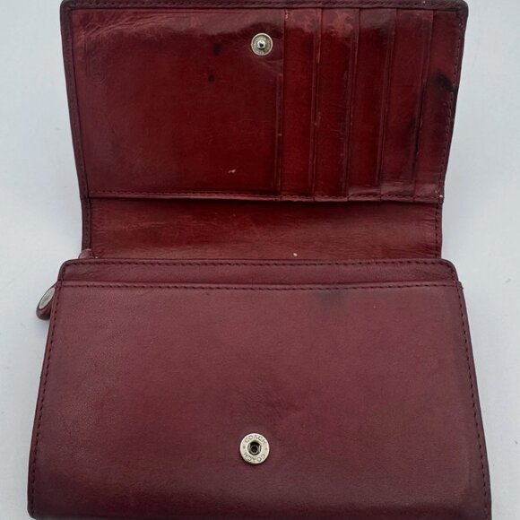 Vintage COACH Red Leather Wallet – 5 Card Slots & Zipper Coin Purse - Picture 1 of 8